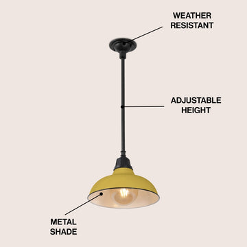 Jasper 12.25" Farmhouse Industrial Indoor/Outdoor Iron LED Pendant